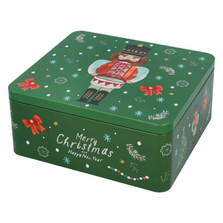 Boite à Biscuits de Noël en fer blanc- Grande boite rectangulaire Noël