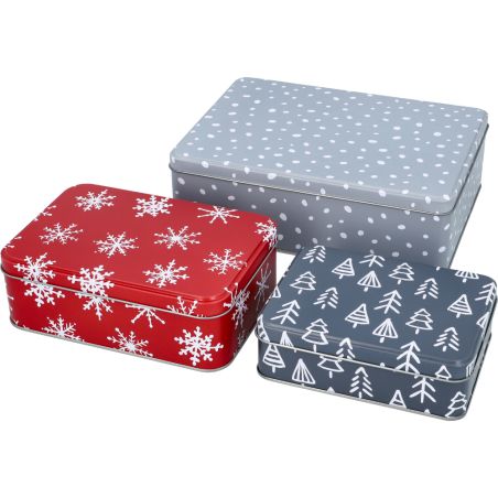 Boite à Biscuits de Noël rectangulaire - Lot de 3 boites